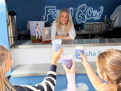 Free matcha lattes given out at the Hollister 'feel food' promotional campaign.