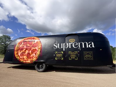Suprema Pizzas on show for Dr Oetker, using a promotional food and beverage Airstream.