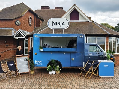 Ninja Creami's food sampling vehicle - an American ambulance.