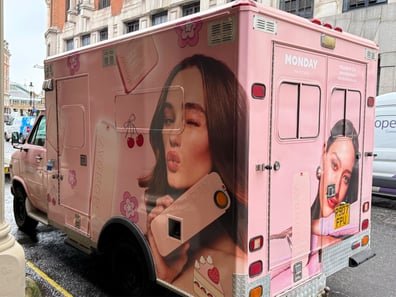 Monday's pink Promohire American ambulance