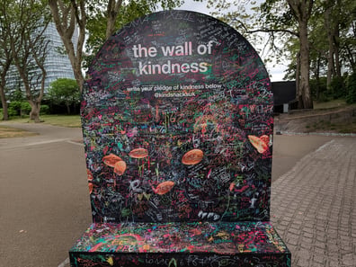 The Wall of Kindness - a freestanding prop made by Promohire for KIND Snacks.