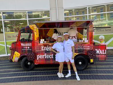 Staff pose for the Walkers product sampling campaign.