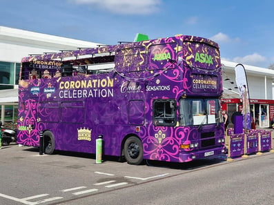 A celebration bus as part of an a mobile marketing and experiential campaign.