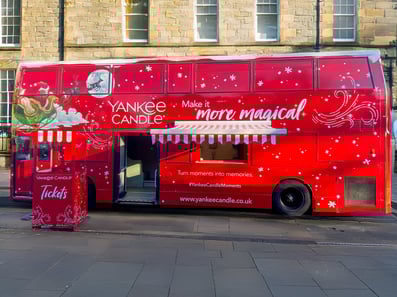 The Yankee Candle double-decker Christmas bus.