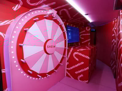 Inside the SHEIN candy bus for a busy brand activation.