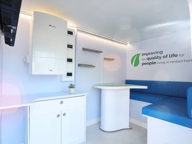 Inside the eco-friendly electric vehicle, customised with seating for Switchee