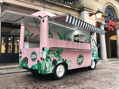 Neat Burger's open Renault Estafette, ready to serve up free food and drinks.