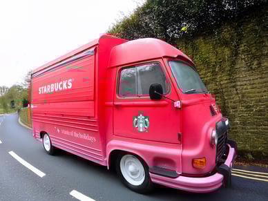 The Starbucks Renault Estafette, on the road for coffee sampling.