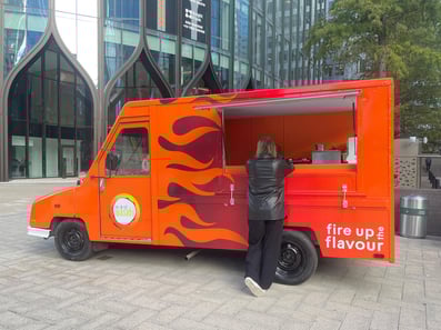 Wasabi's food and beverage postal van for a live tasting and sampling campaign.