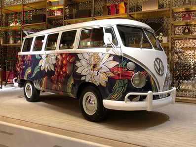 A shot of the Louis Vuitton Camper Van indoors.