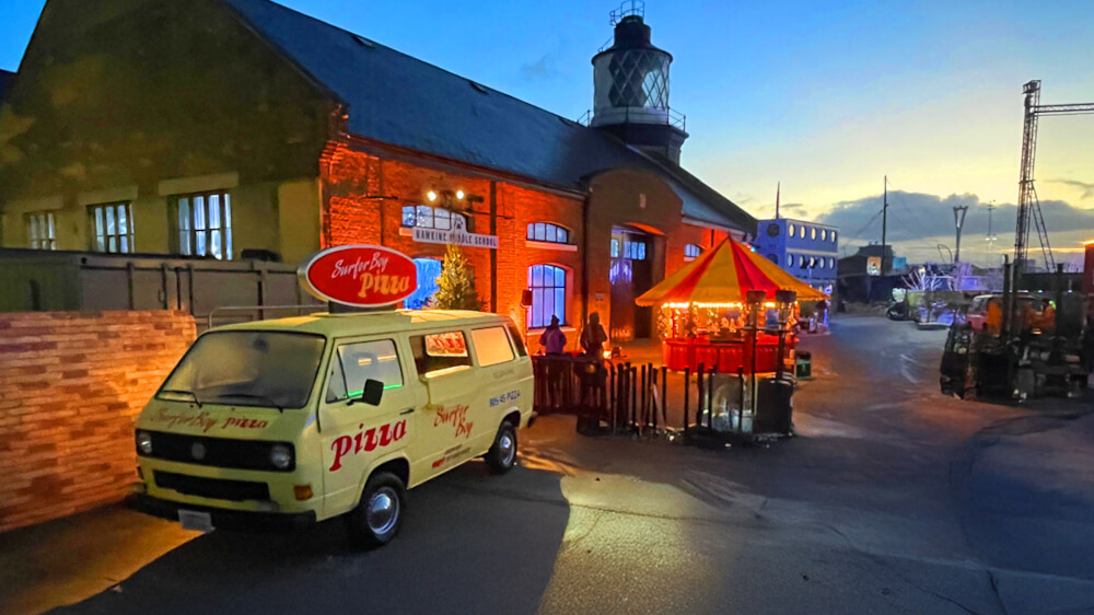 The Stranger Things Surfer Boy Pizza Van at the London event, 'One Last Adventure'.
