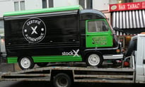 Black Green Renault Estafette on trailer Stock X