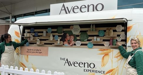 White Aveeno Vintage Airstream exterior customer retail widow shopfront