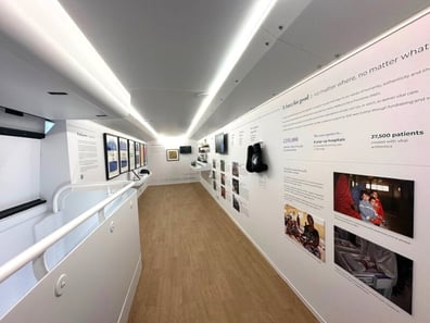 A look inside a double-decker mobile exhibition, housed inside a bus, customised by Promohire.