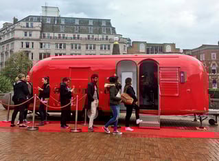 red vintage Airstream Cafe Rouge