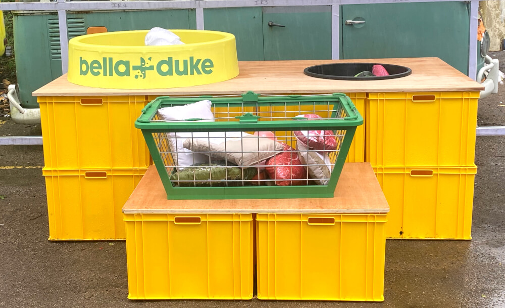 The Bella+Duke gaming element for customer engagement, with a giant dog bowl and sorting basket.