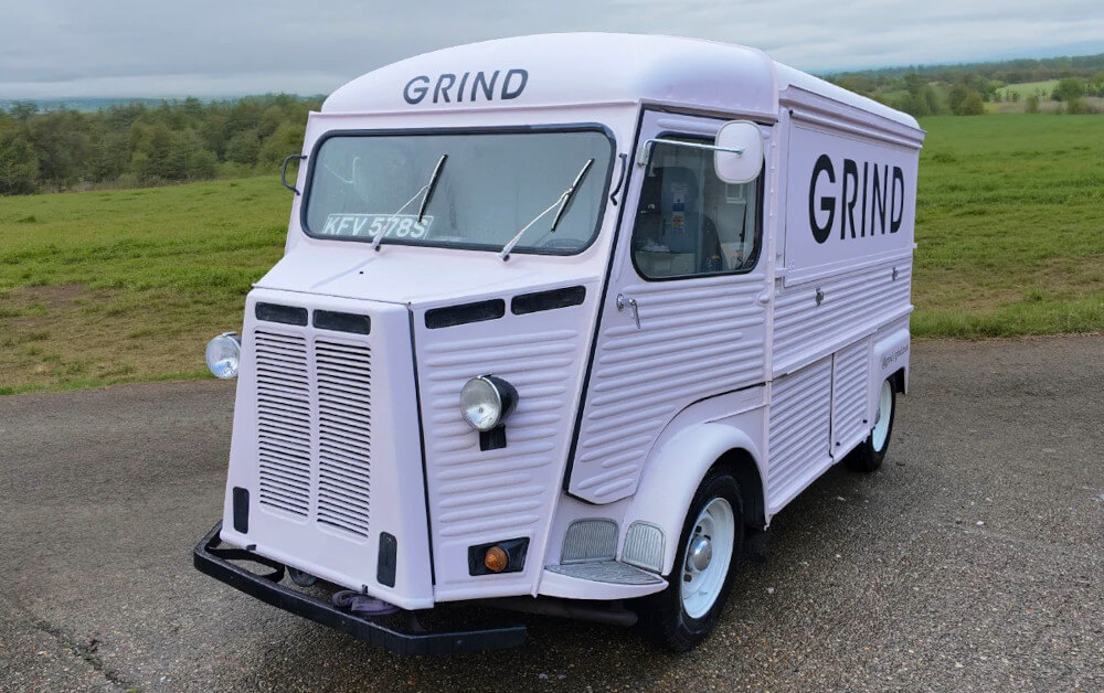 One of Promohire's Citroen H Vans, branded for Grind. A classic model from the historical H Series.