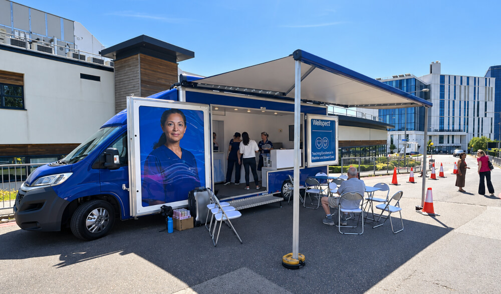 The Wellspect and NHS healthcare training exhibition vehicle, provided by Promohire.