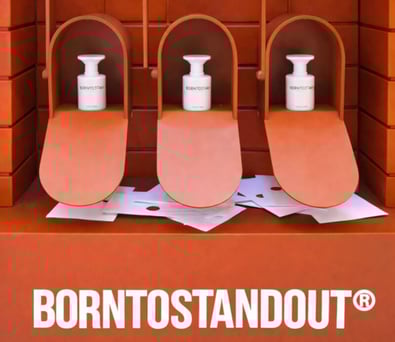 Born to Stand Out perfume and skincare products in Harrods in London.