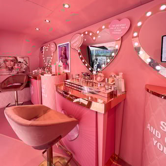 A beauty bar at Charlotte Tilbury's experiential marketing campaign.