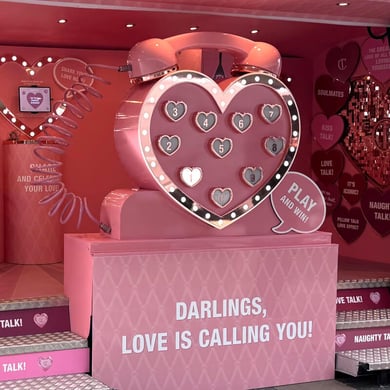 A love heart game in one of Promohire's Airstream trailers, fitted out for Charlotte Tilbury's live promotional campaign.