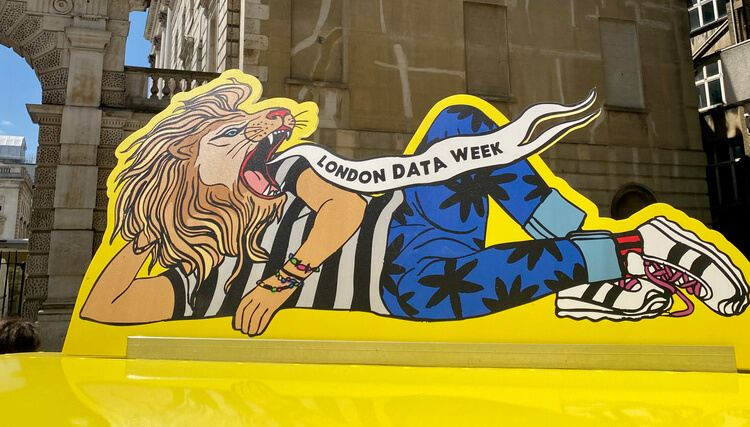 A lion roof prop for the Data Week promotional campaign.