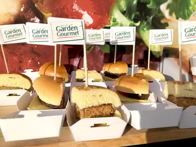 Garden Gourmet burger samples for sampling events in the UK.