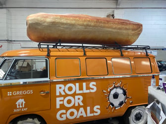 Greggs sausage roll vehicle camper van hire