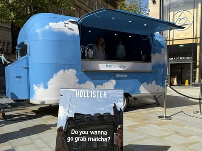 The exterior of the Hollister Airstream for their live campaign.