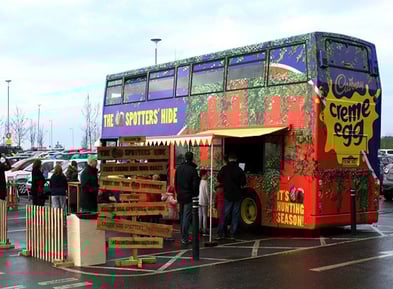 A double-decker bus hired by Cadbury