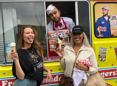 The Jax Jones ice cream campaign, with two young female fans.
