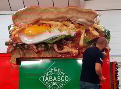 A 3D roof prop sandwich for the Tabasco promotional vehicle.