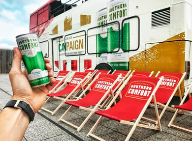 Southern Comfort branded double decker bus rental