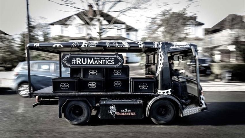 Kraken rum branded electric milk float hire