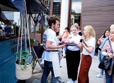Good Hemp's activation with staff giving out samples