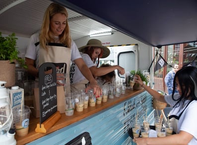 Drink sampling from Good Hemp in line with HFSS regulations.