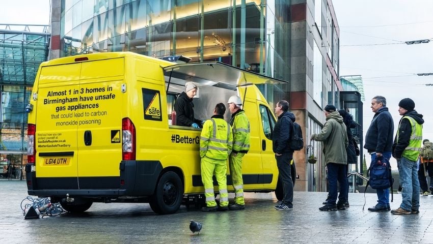 Gas Safe food sampling van for promotional campaign