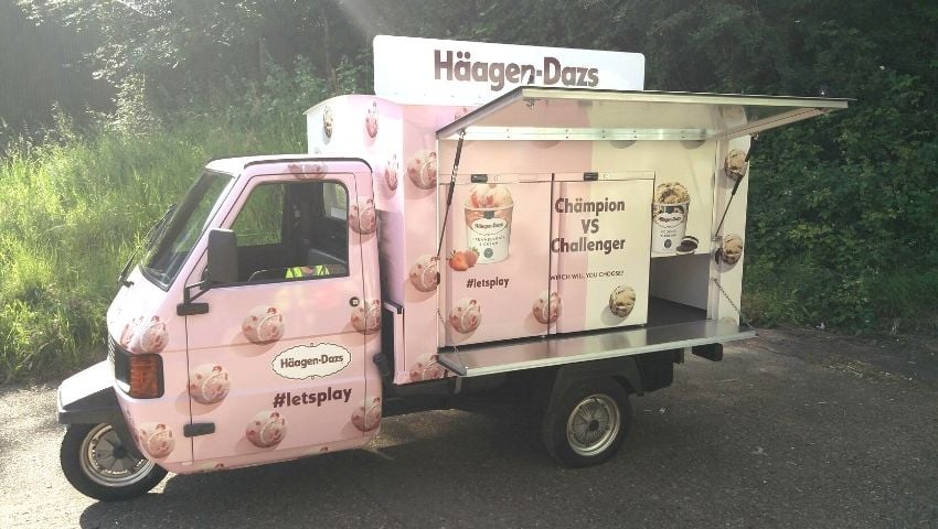 Haagen Dazs Piaggio Ape hire for food sampling campaign