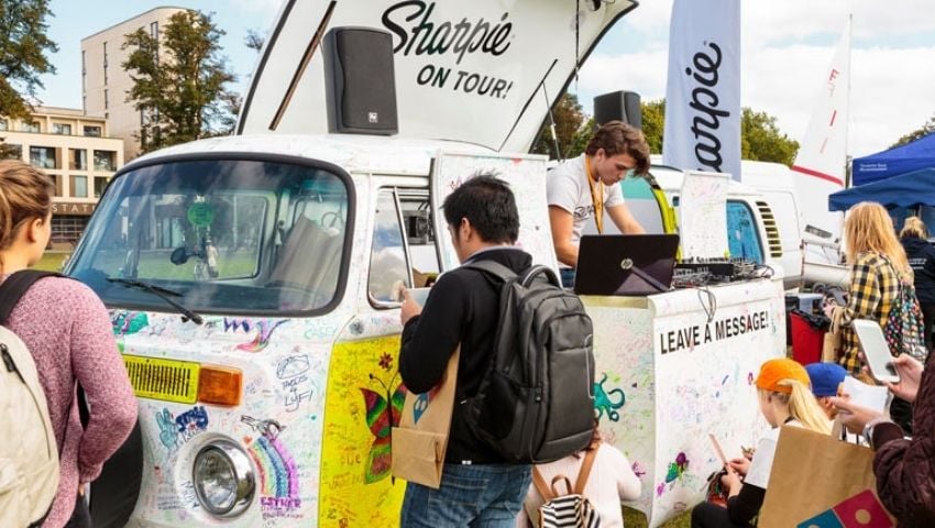 Sharpie pop-up VW camper tour