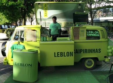 Leblon drinks sampling activation with pop-up camper bar hire