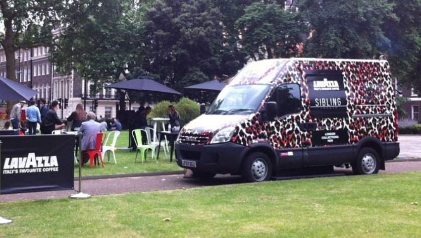 Lavazza support van hire for brand campaign