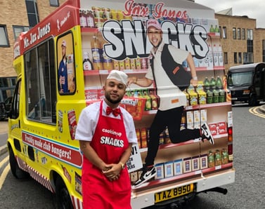 Jax Jones standing with his ice cream van