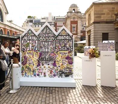 A beauty advertising display for Liberty London, in Covent Garden.