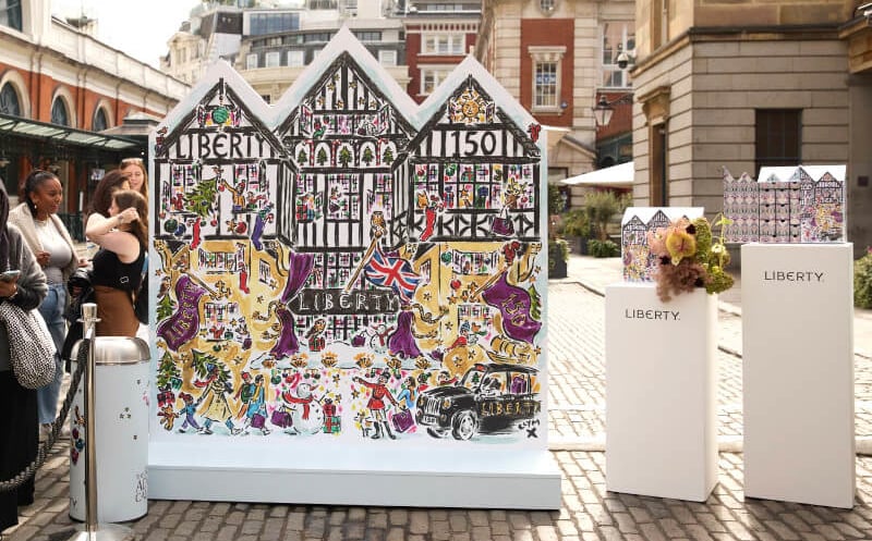 A 3D freestanding backdrop and Liberty London advent calendars in Covent Garden.