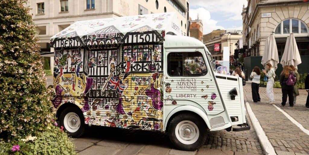 Liberty's H-Van on the street in London's Covent Garden. For Liberty London's mobile beauty activation.