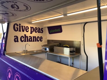 The kitchen inside the Planted catering van hire