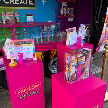 A display for Rainbow High's brand event