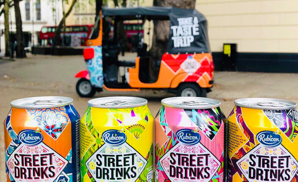 The Rubicon custom tuk tuk, behind Street Drink cans