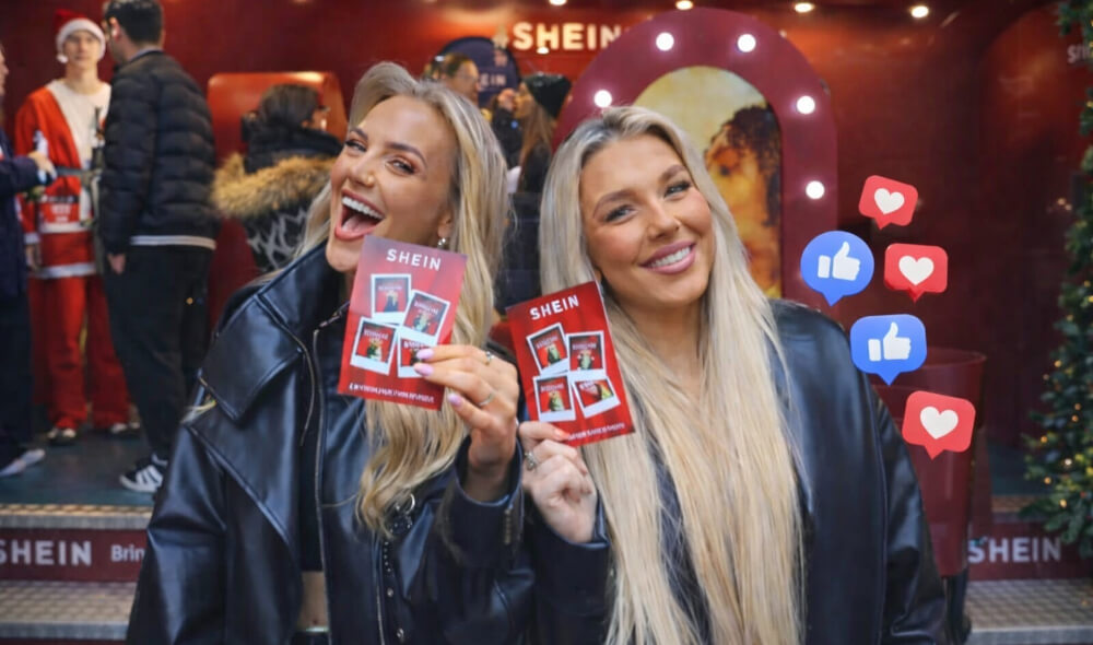 Two blonde female influencers pose to advertise SHEIN's campaign on social media channels.