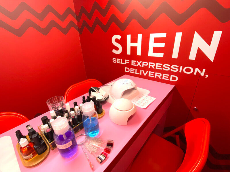 A nail bar built for one of SHEIN's Christmas promotional buses, designed and built by Promohire.